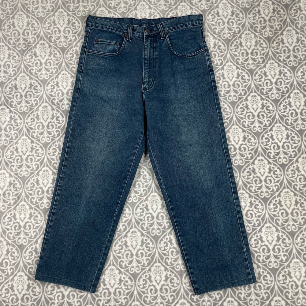 vintage pepe jeans straight leg high rise blue dark wash 32"x26" Made in USA